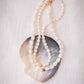 Mother of Pearl & Gold Pikake Beaded Necklace - Gold Hāweo