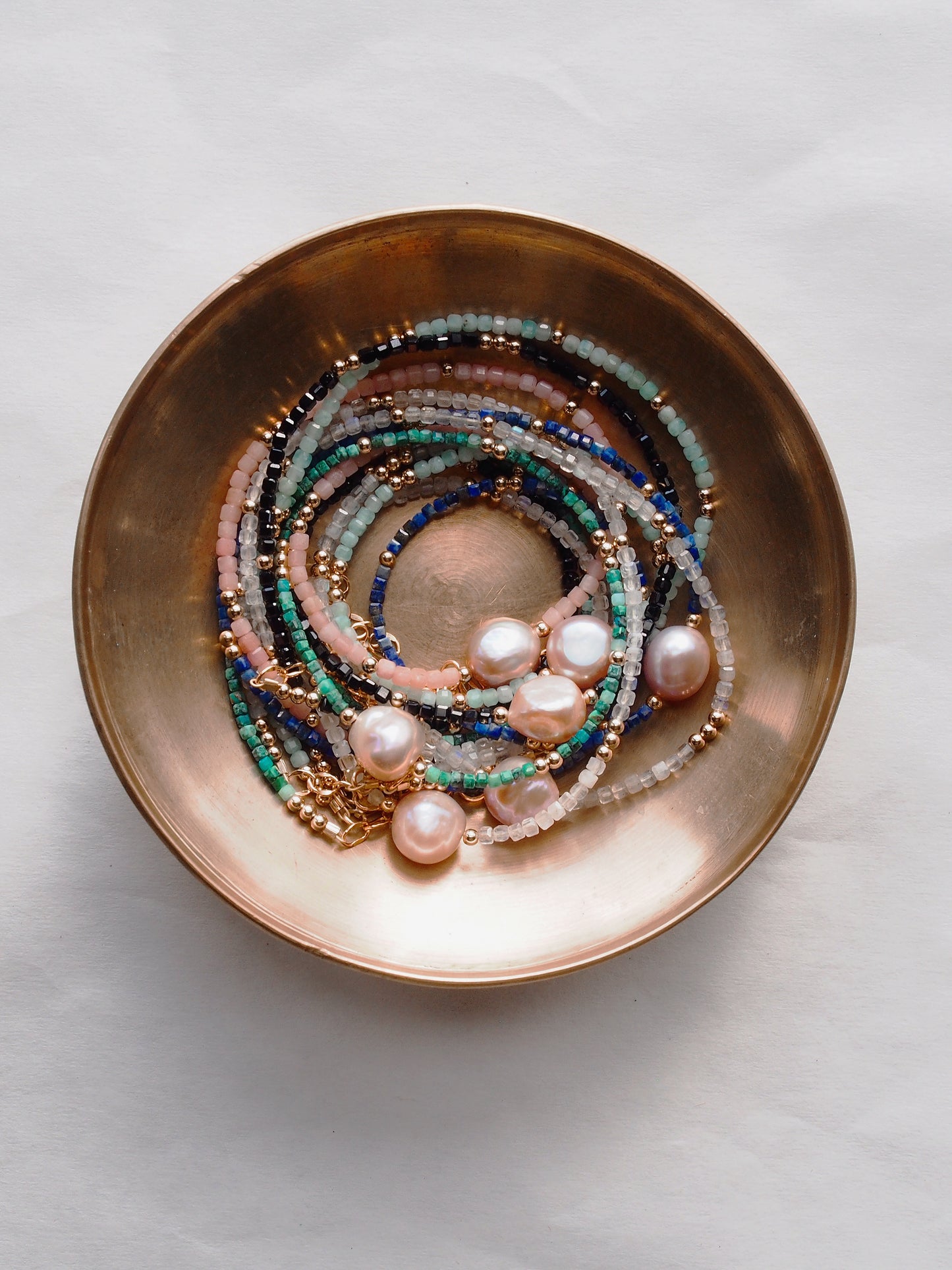 Pink Pearl and Gemstone Necklace - Gold Akala