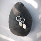 Silver Mother of Pearl Flower Lei Charm Huggie Hoop Earrings - Lei