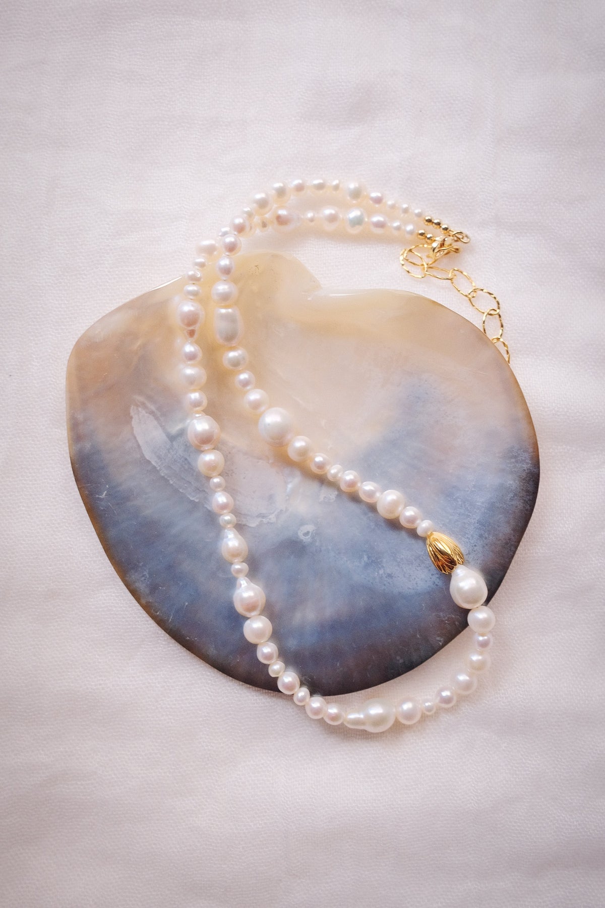 Luxe Baroque Pearl & Gold Pikake Necklace - Makamae