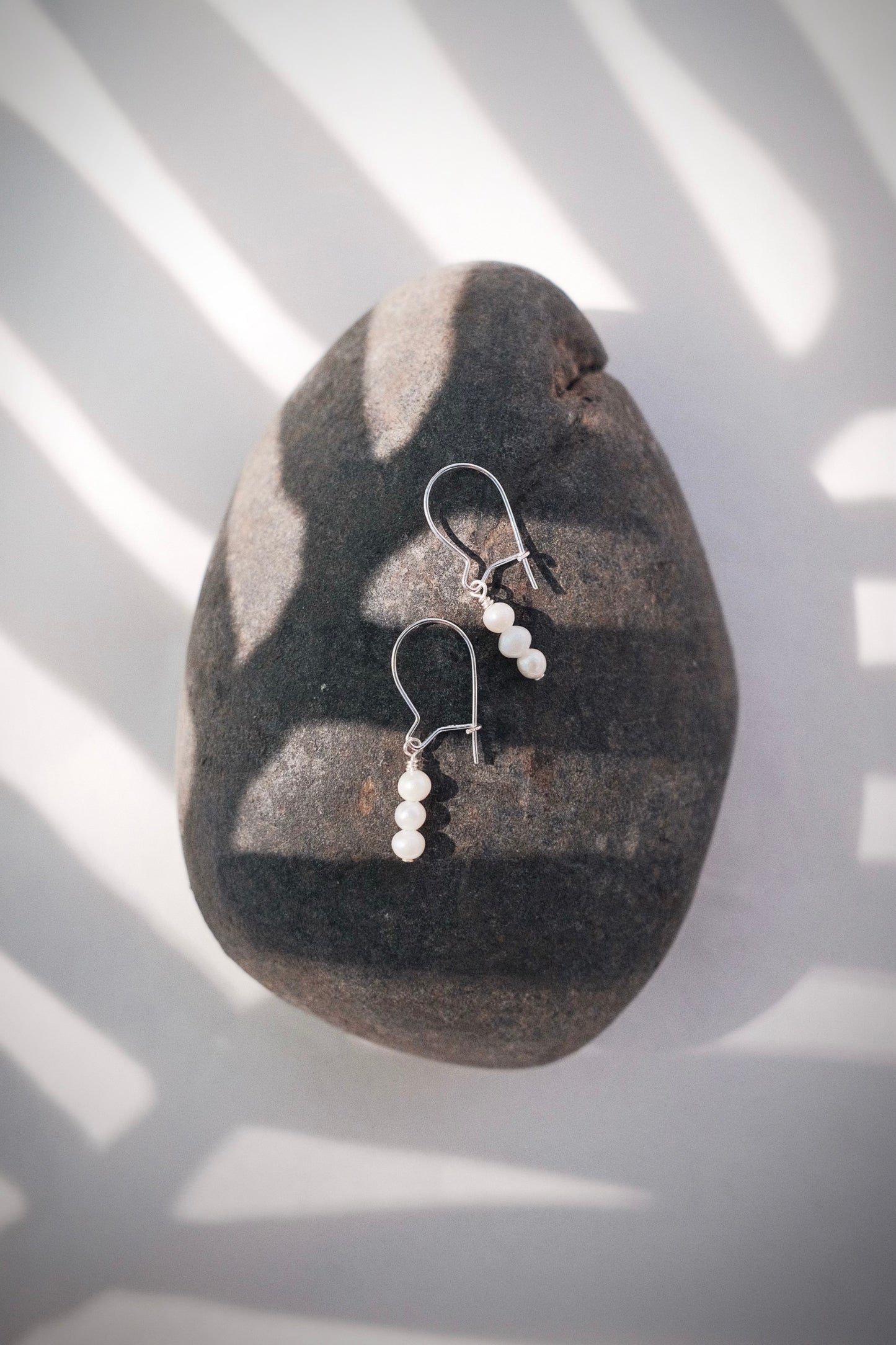 Dainty Silver Pearl Drop Earrings - Kanilea