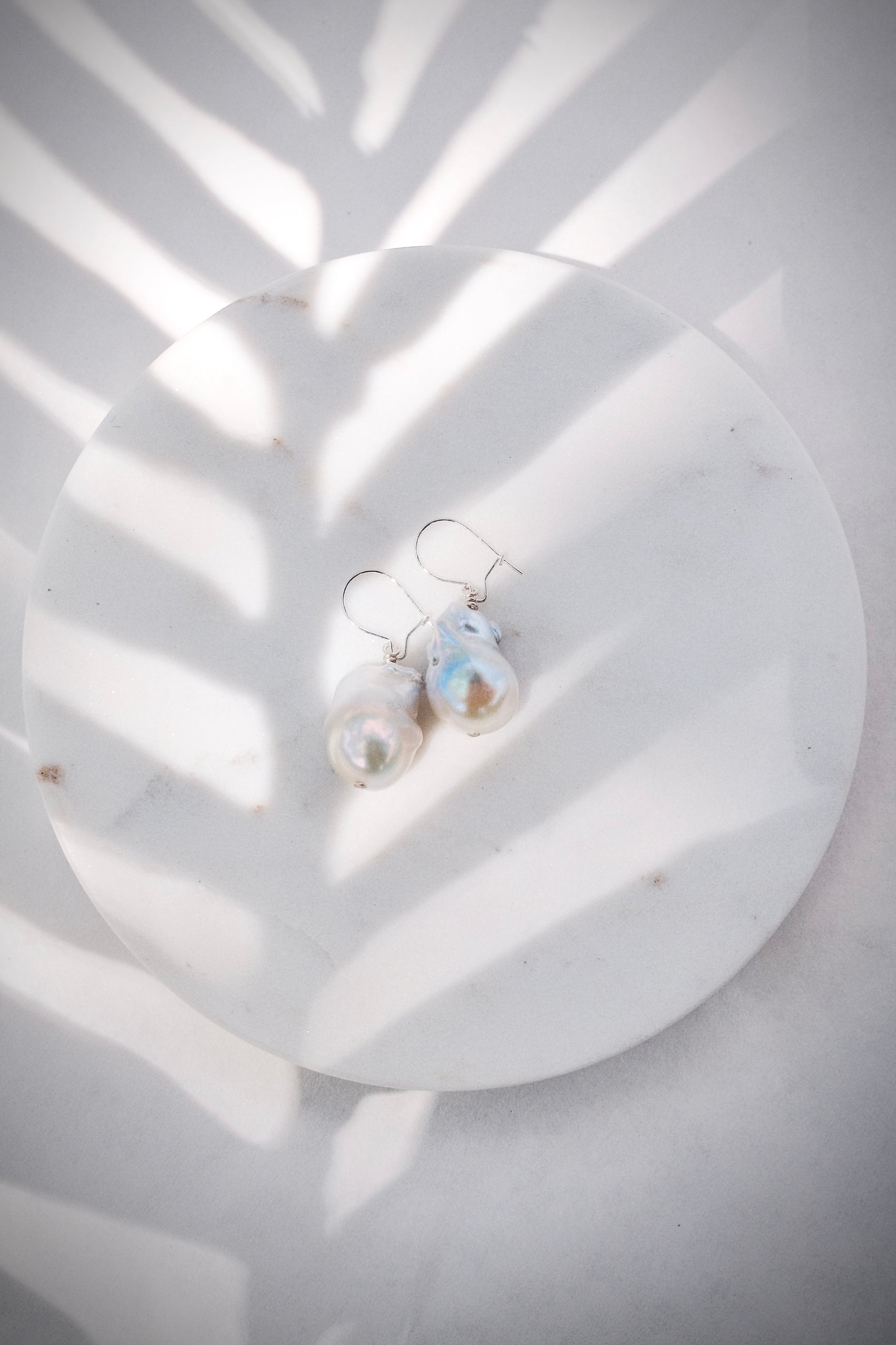 Silver Flameball Pearl Drop Earrings - Kiele