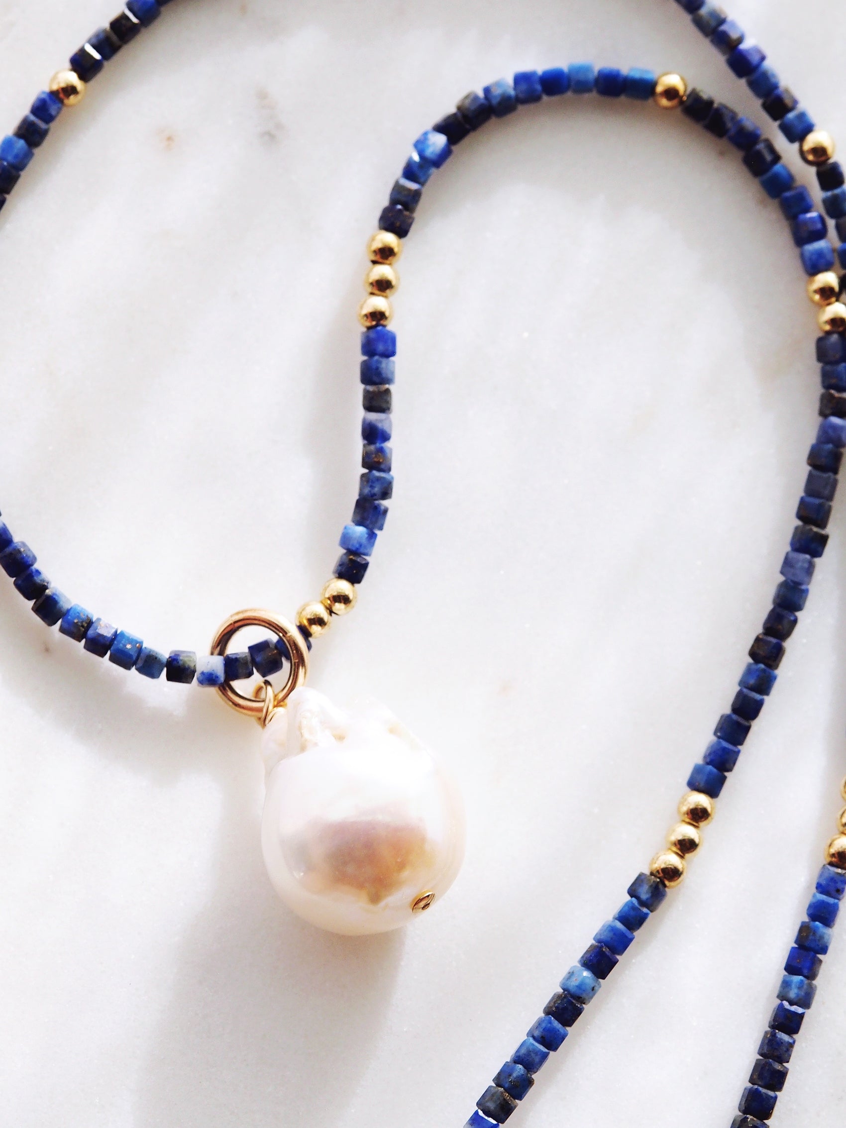 Flameball Baroque Pearl and Gemstone Necklace - Gold Keahi