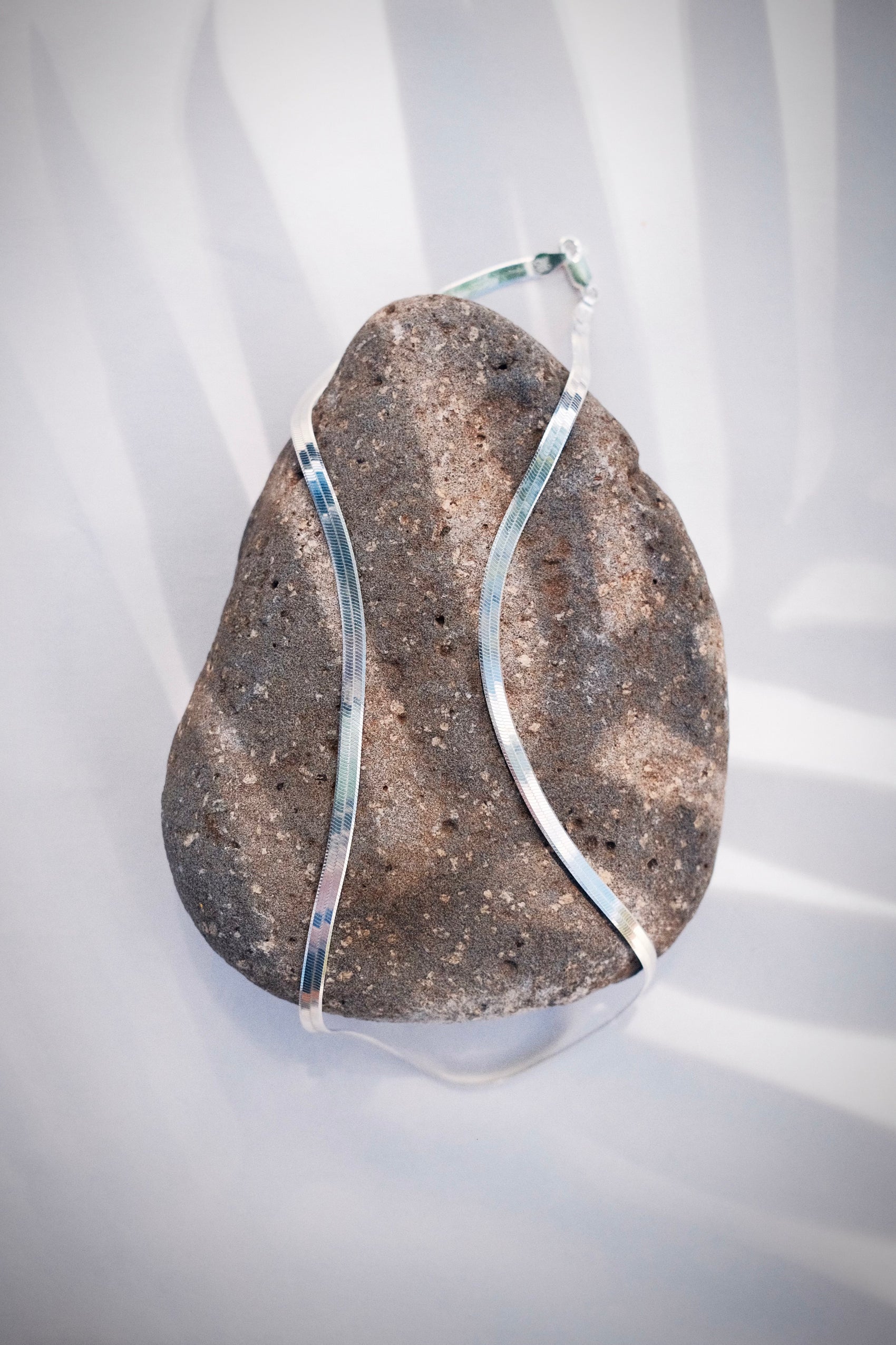 Sterling Silver Herringbone Chain Necklace - Konani