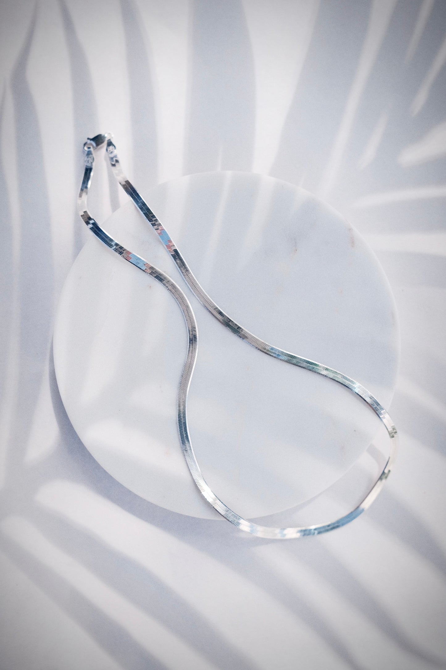 Sterling Silver Herringbone Chain Necklace - Konani