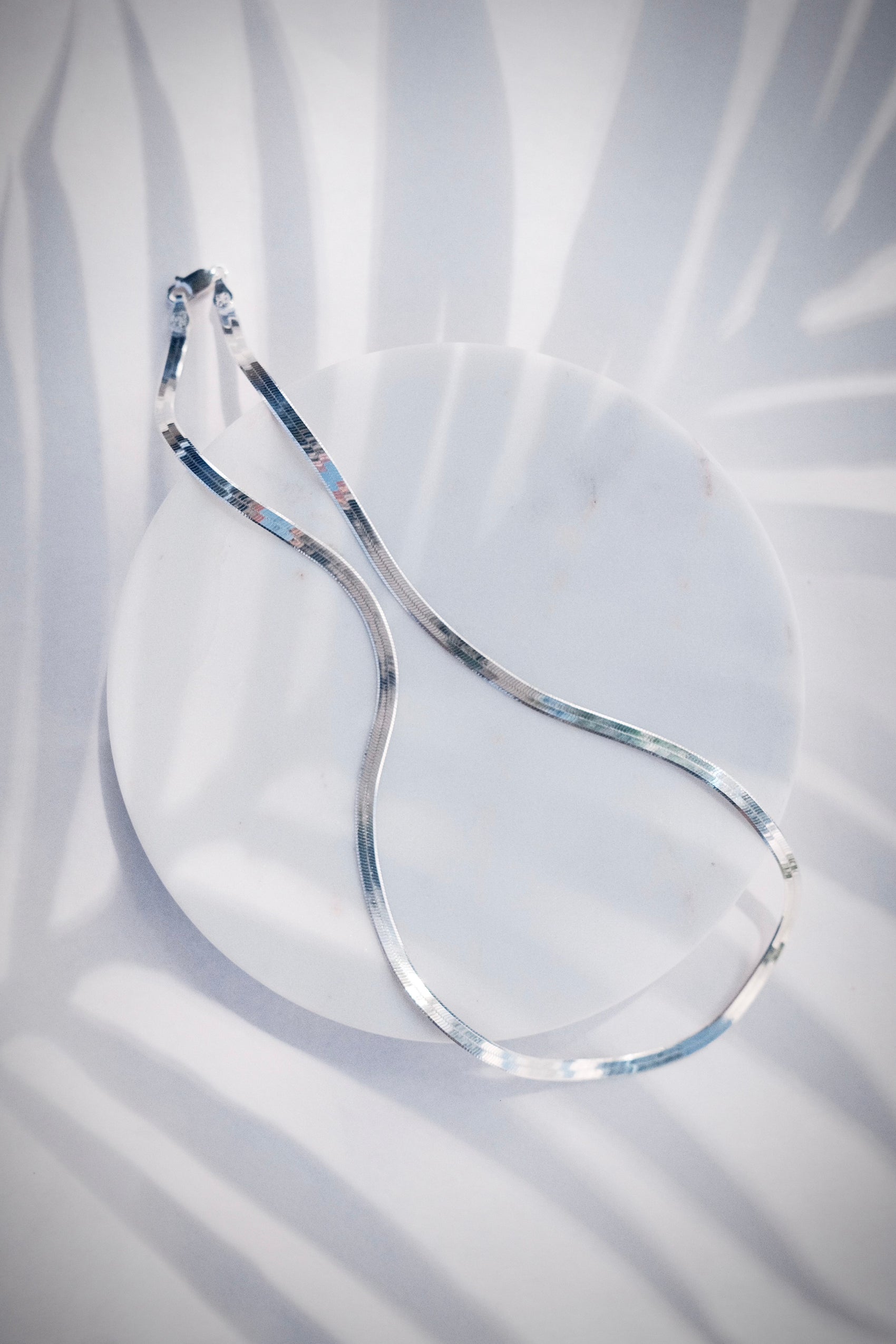 Sterling Silver Herringbone Chain Necklace - Konani