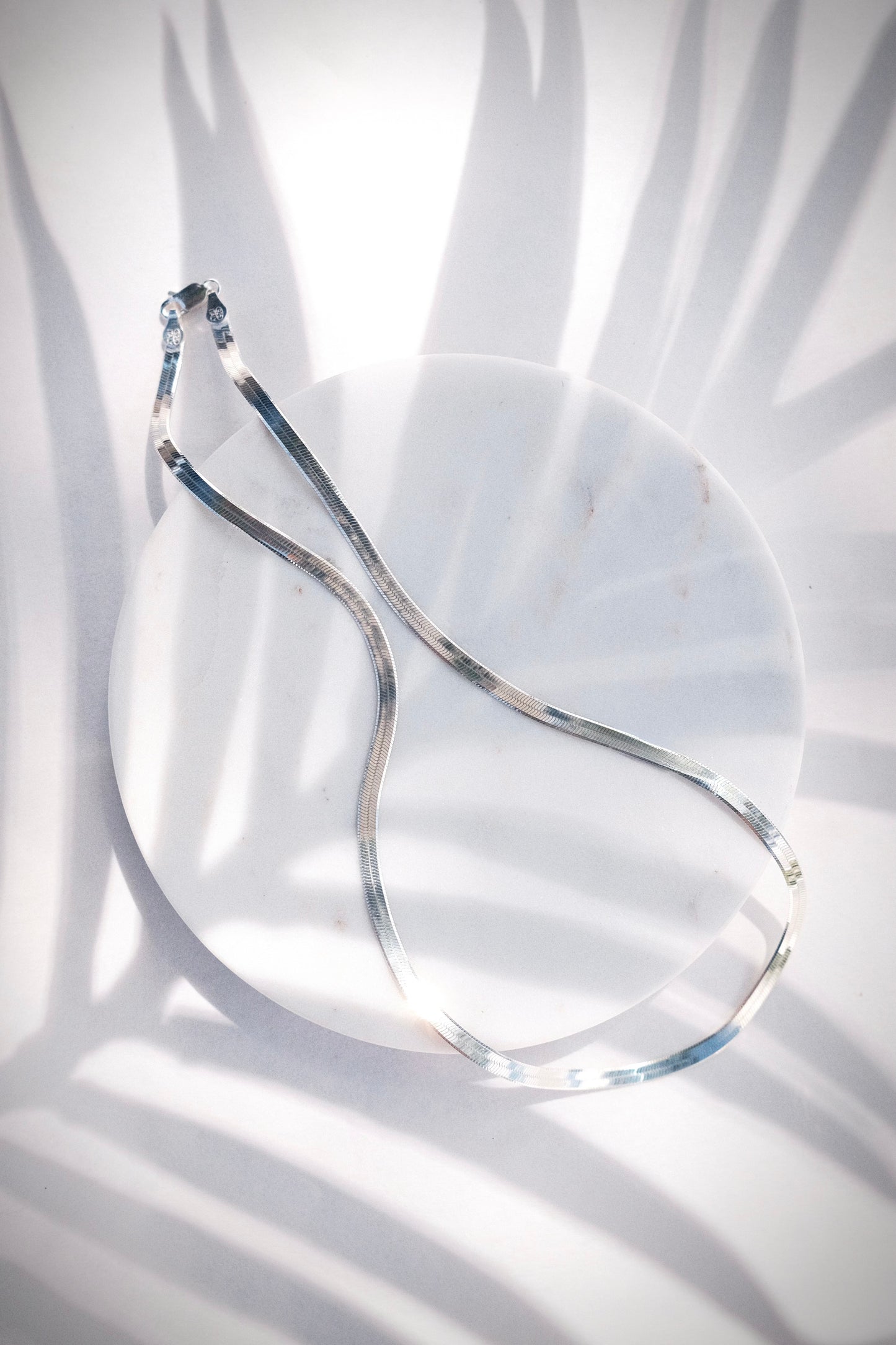 Sterling Silver Herringbone Chain Necklace - Konani