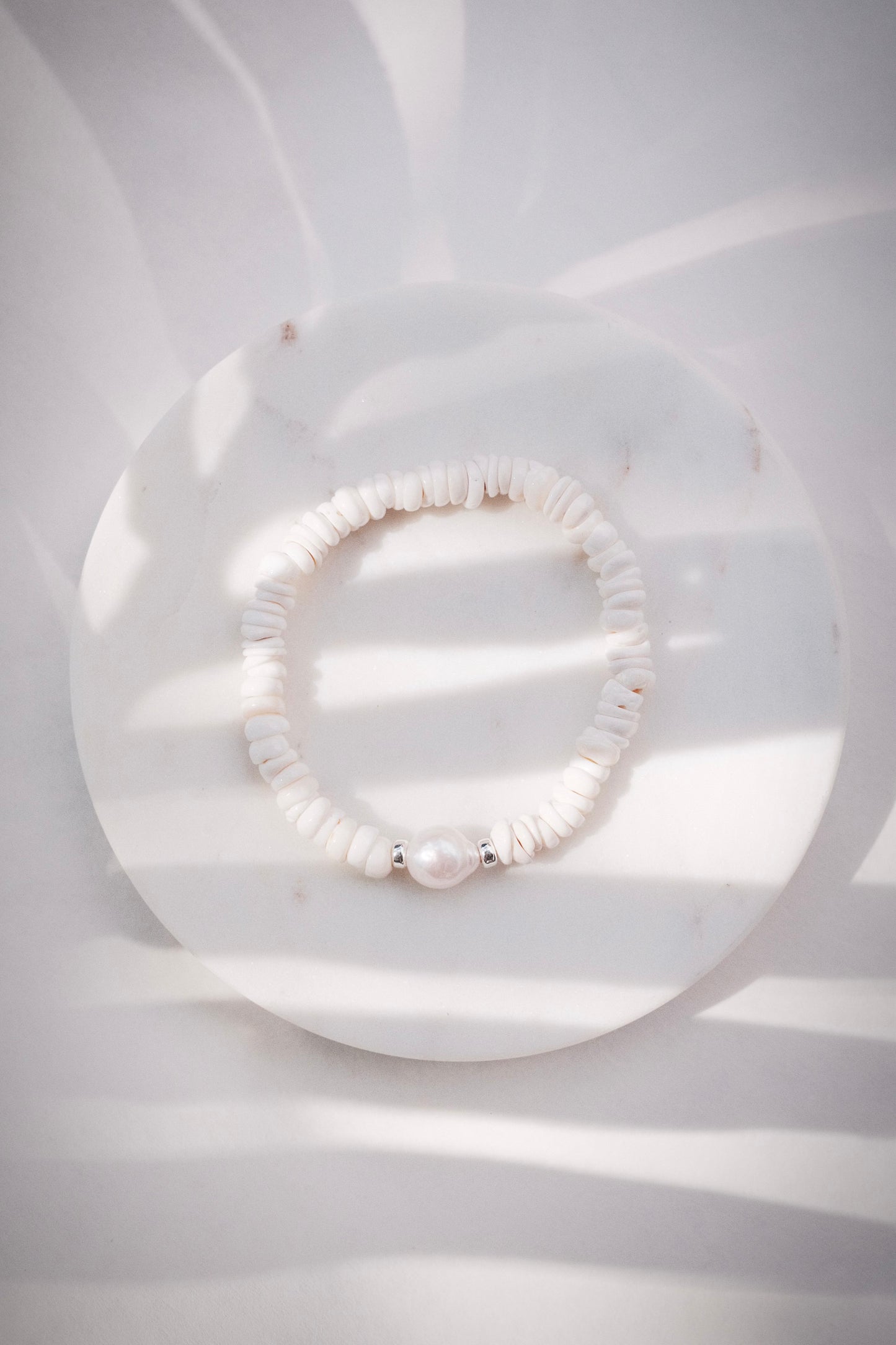 Choose your Silver Stretchy Puka Shell Bracelet - Silver Ali'ikai
