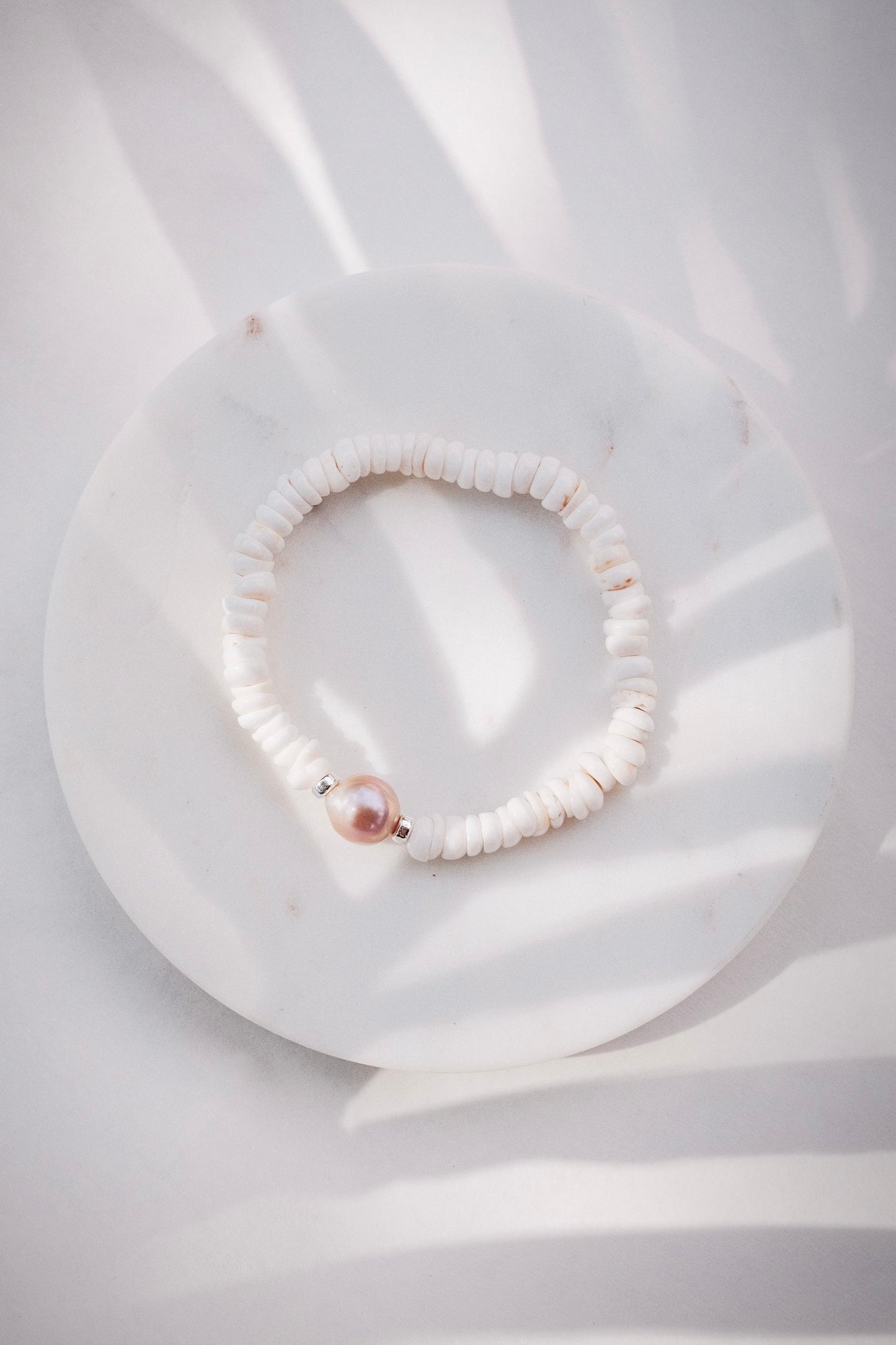 Choose your Silver Stretchy Puka Shell Bracelet - Silver Ali'ikai