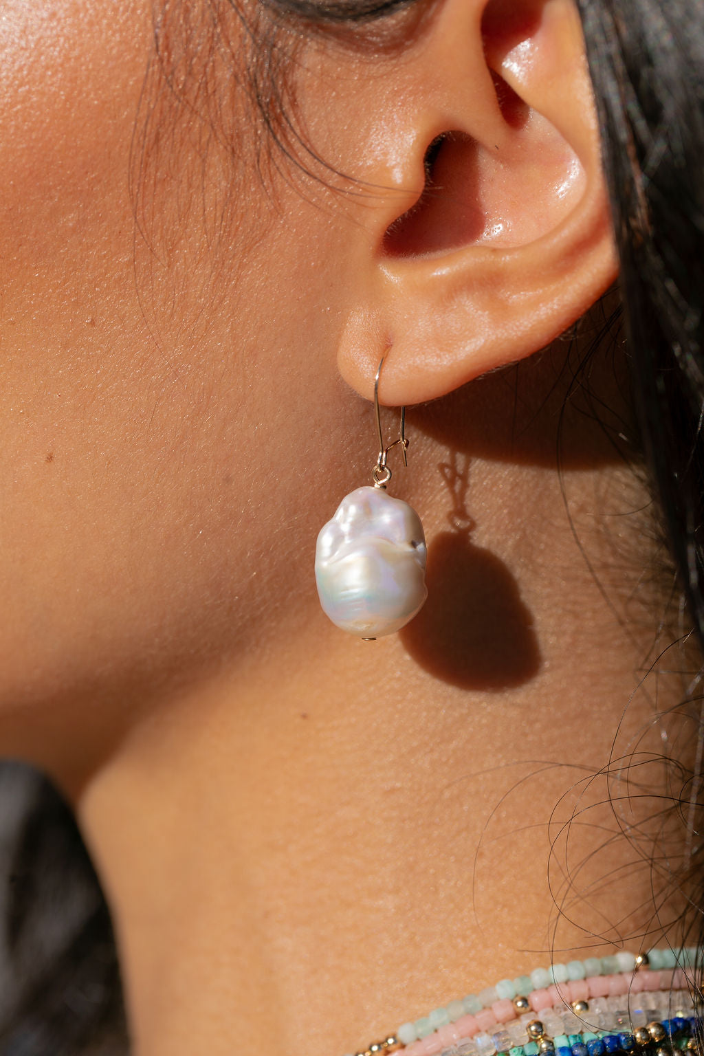 Silver Flameball Pearl Drop Earrings - Kiele