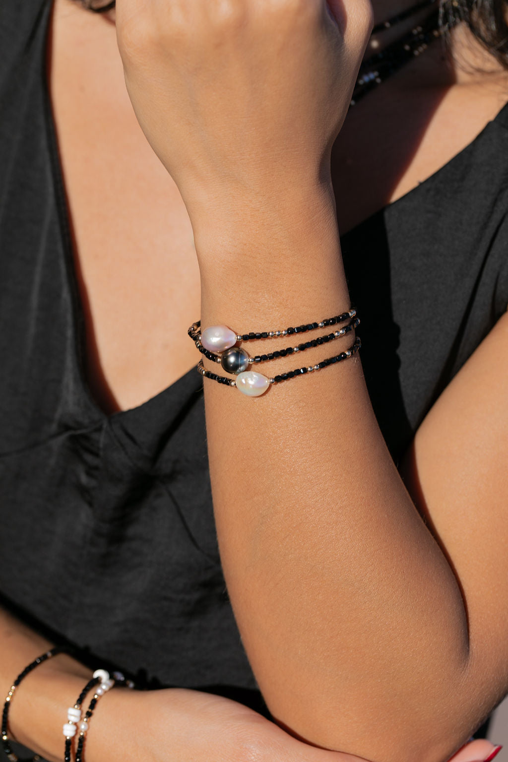 Pink Pearl and Gemstone Bracelet -  Silver Akala