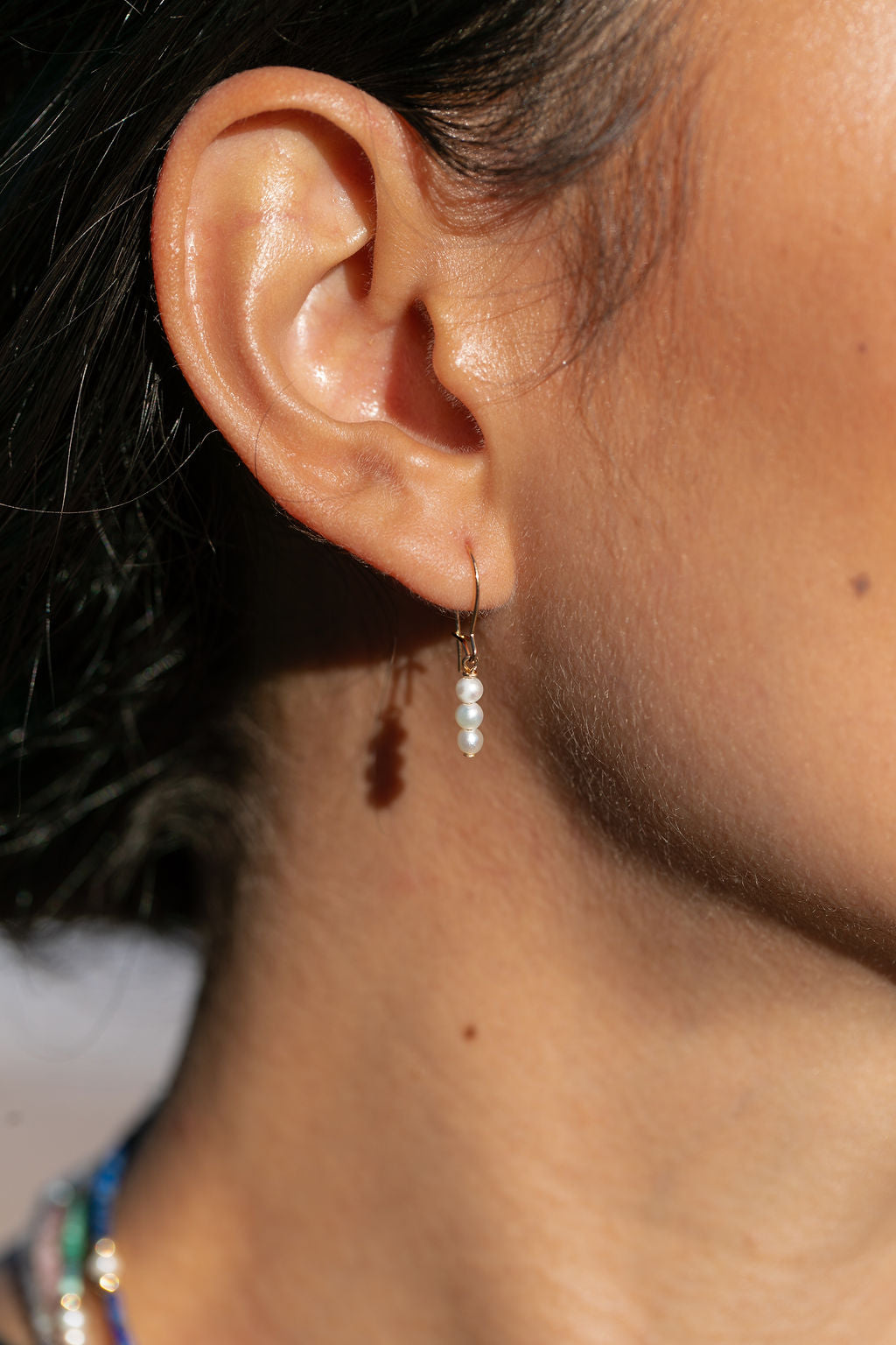 Dainty Silver Pearl Drop Earrings - Kanilea
