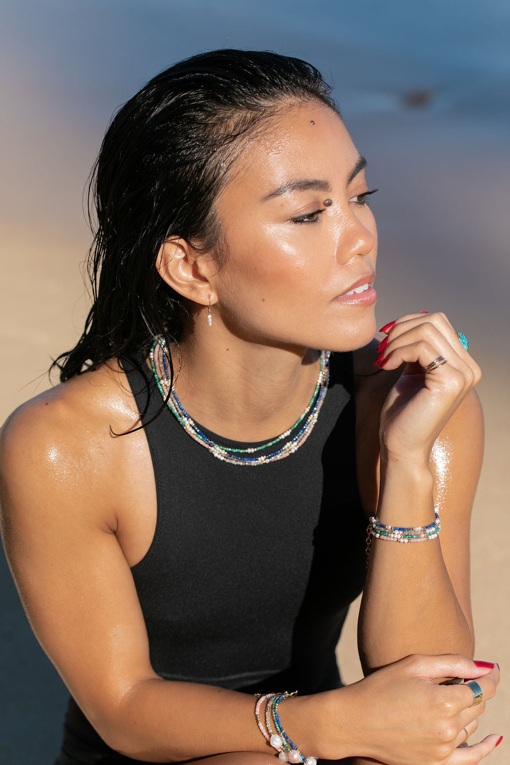 Pink Pearl and Gemstone Bracelet -  Silver Akala