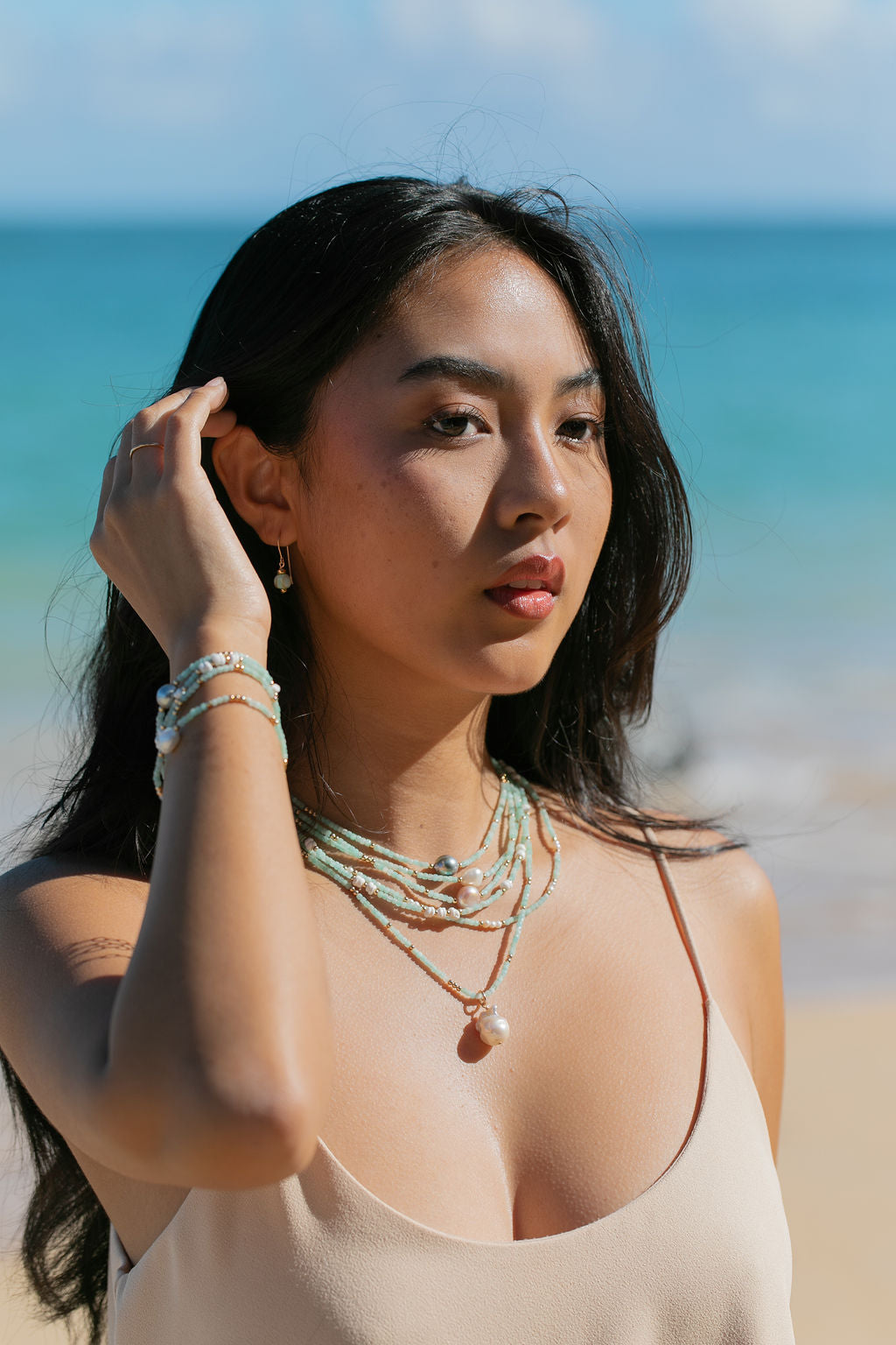 Flameball Baroque Pearl and Gemstone Necklace - Gold Keahi