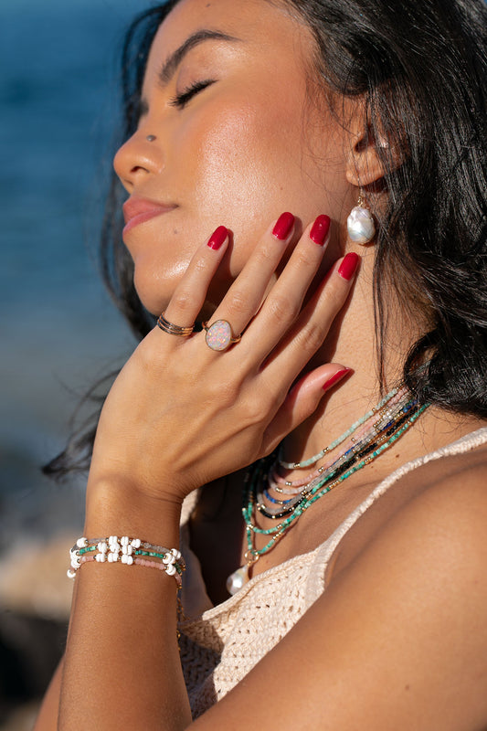 Gold Flameball Pearl Drop Earrings - Kiele