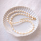 White Rice Pearl & Gold Bead Adjustable Necklace - Gold Keʻokeʻo