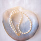 White Rice Pearl & Gold Bead Adjustable Necklace - Gold Keʻokeʻo