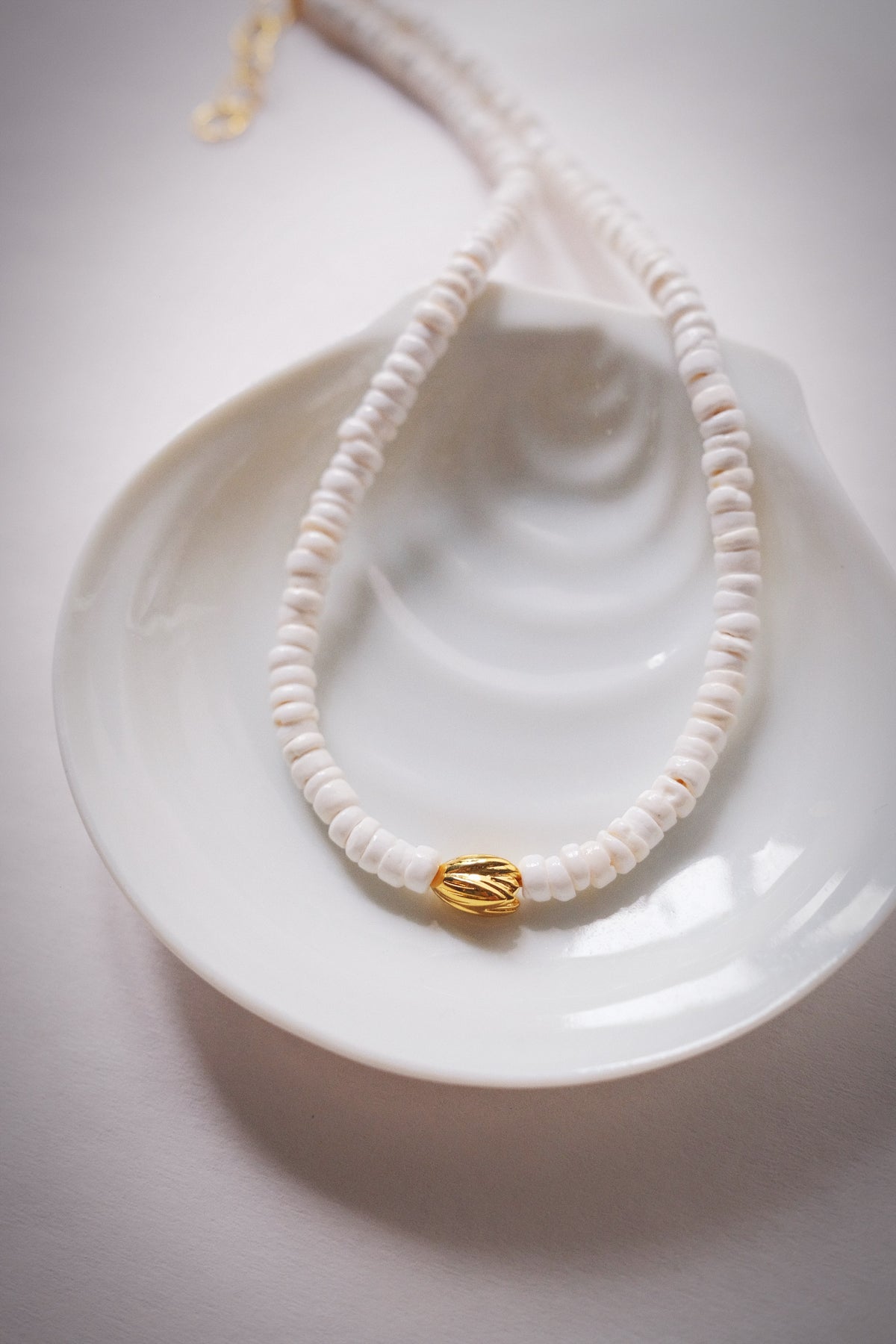 Puka Shell & Gold Pikake Necklace - Kailani
