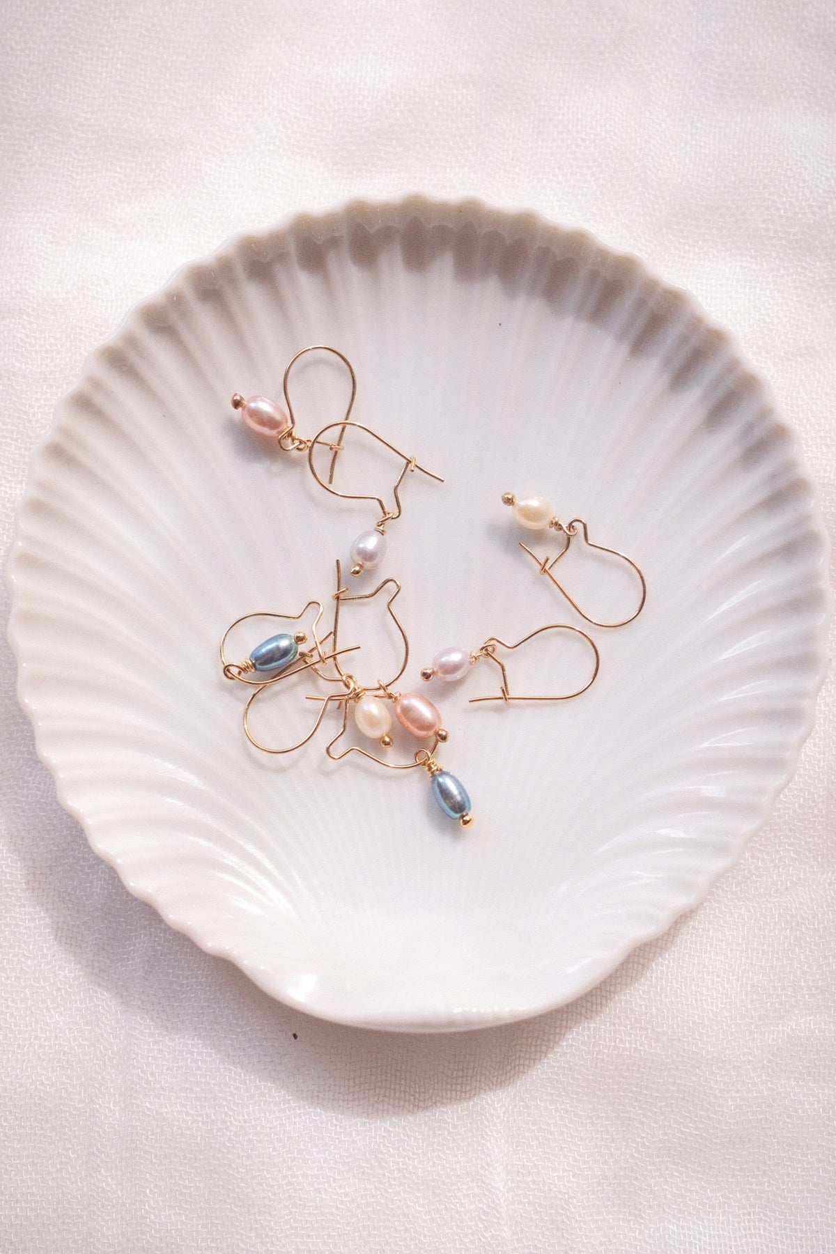 Rice Pearl Drop Earrings - Gold or Silver