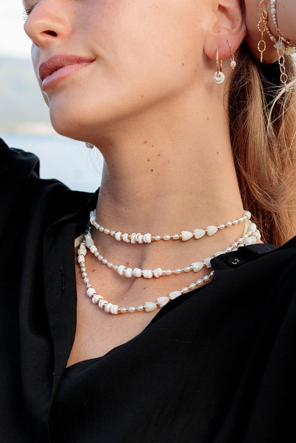 Mixed Shell & Pearl Pikake Necklace - Gold Kahakai