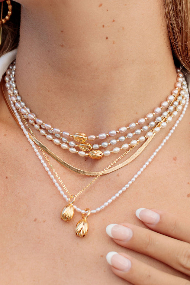 Gold Pikake Drop Pendant Necklace - Lewa