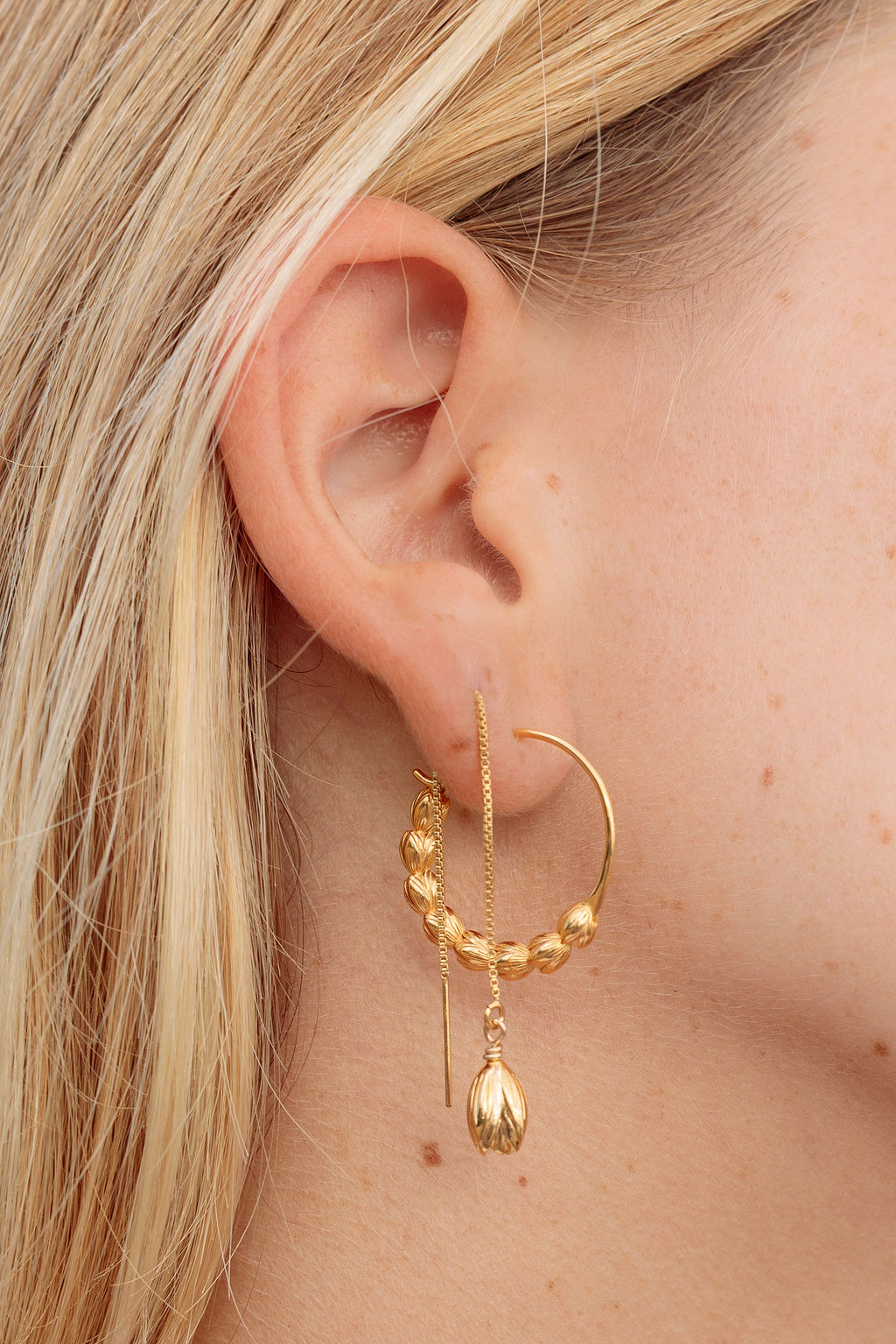 Gold Pikake Threader Earrings - Mānai