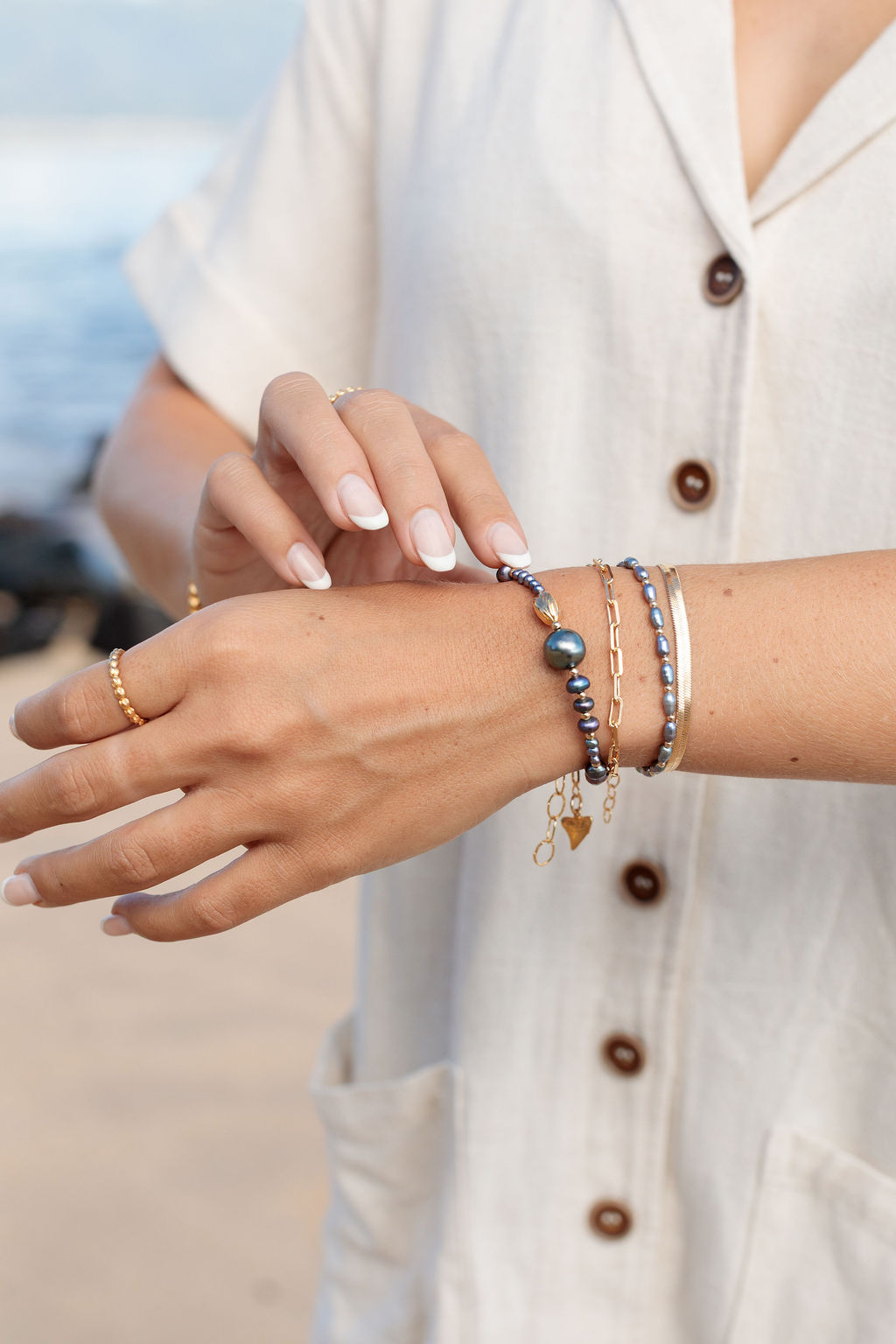 Tahitian & Peacock Pearl Pikake Bracelet - Kiʻekiʻe