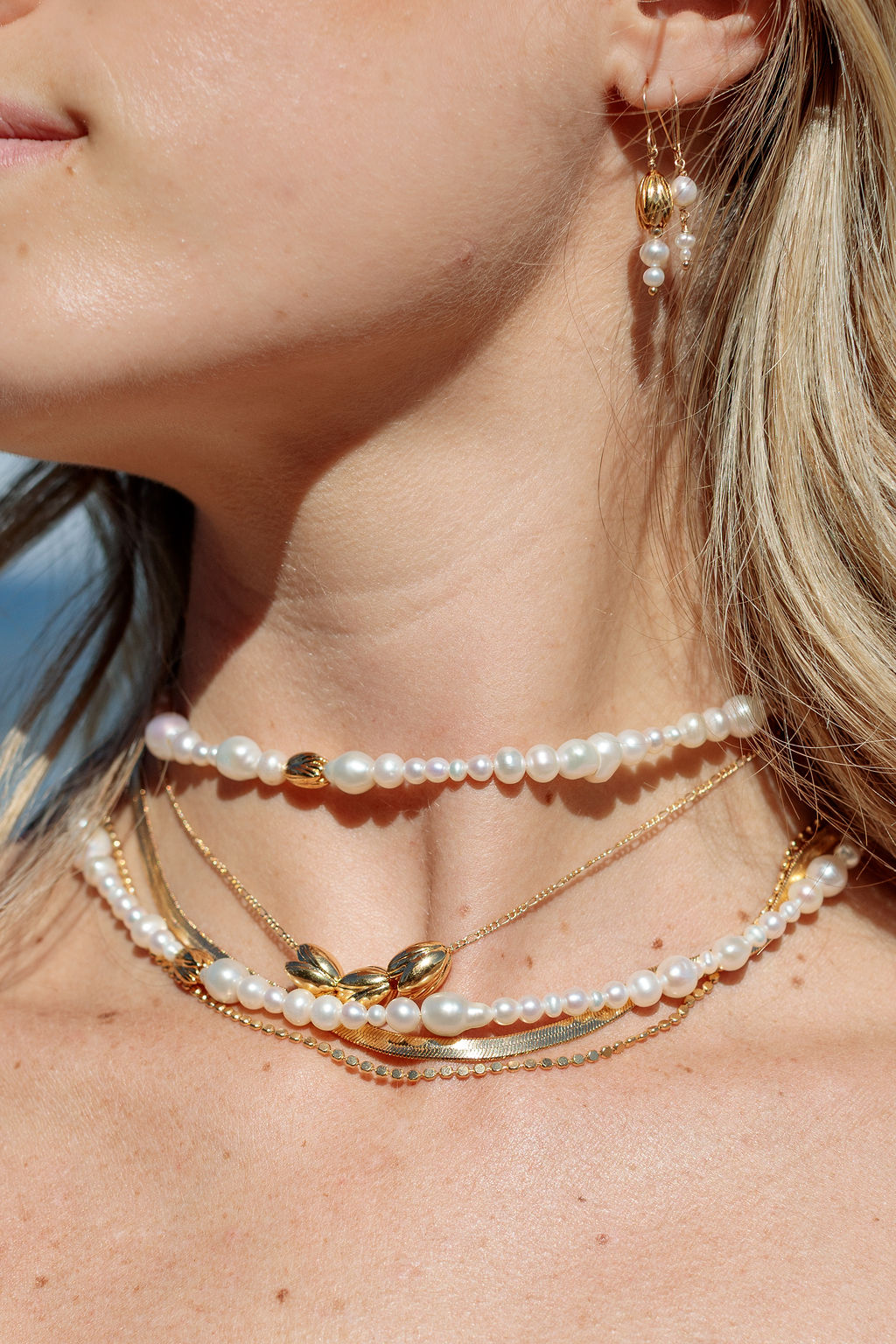 Triple Floating Gold Pikake Charm Necklace - Kālewa