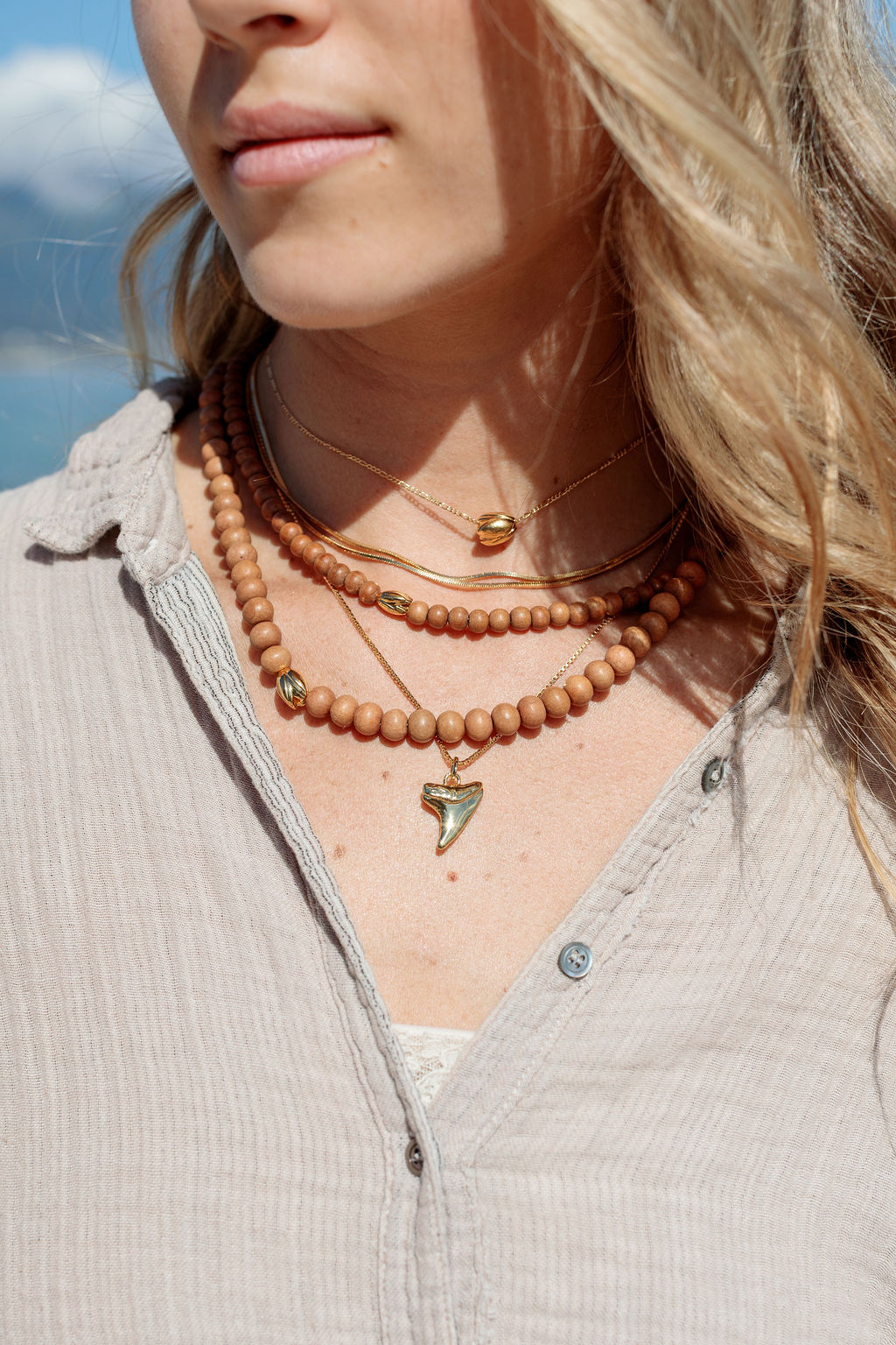 Floating Gold Pikake Charm Necklace - Lana