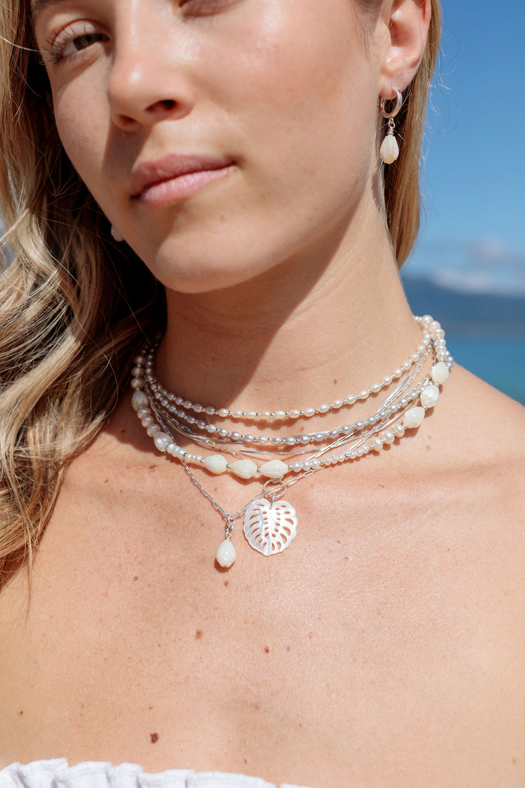 Gray Rice Pearl & Silver Bead Adjustable Necklace - Silver Āhiahi