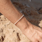 White Rice Pearl & Silver Bead Adjustable Bracelet - Silver Keʻokeʻo