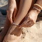 Gray Rice Pearl & Silver Bead Adjustable Anklet - Silver Āhiahi