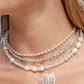 Gray Rice Pearl & Silver Bead Adjustable Necklace - Silver Āhiahi