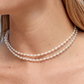White Rice Pearl & Silver Bead Adjustable Necklace - Silver Keʻokeʻo