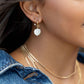 Gold Mother of Pearl Shell Charm Huggie Hoop Earrings - Lanikai