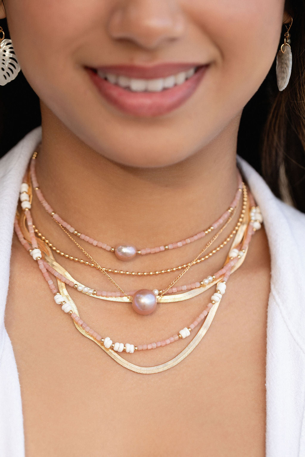 Single Floating Pink Pearl Necklace - Lokapele