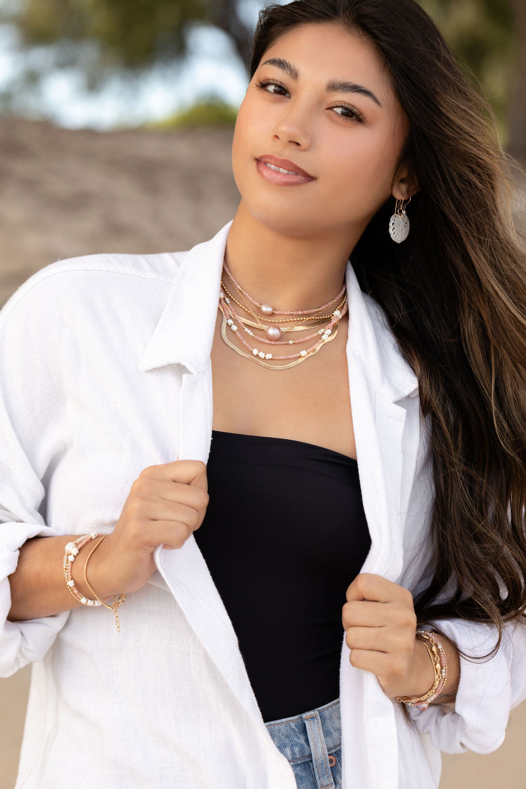 Single Floating Pink Pearl Necklace - Lokapele