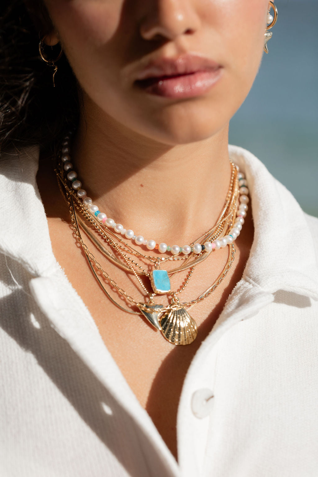 Statement Large Gold Seashell Necklace - Kaiapo