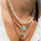 Howlite Turquoise Gemstone Gold Pendant Necklace - Alaka'i