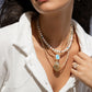 Howlite Turquoise Gemstone Gold Pendant Necklace - Alaka'i