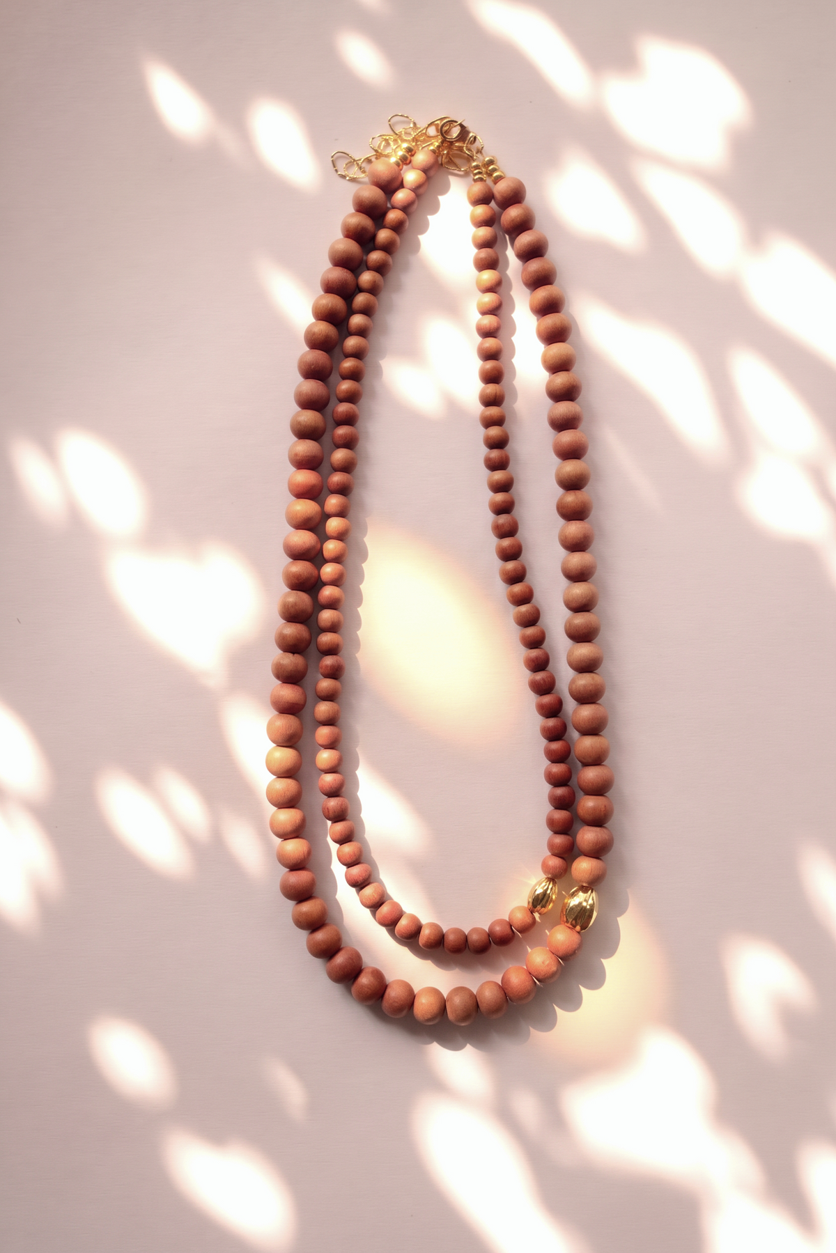 Sandalwood & Gold Pikake Necklace - Nani