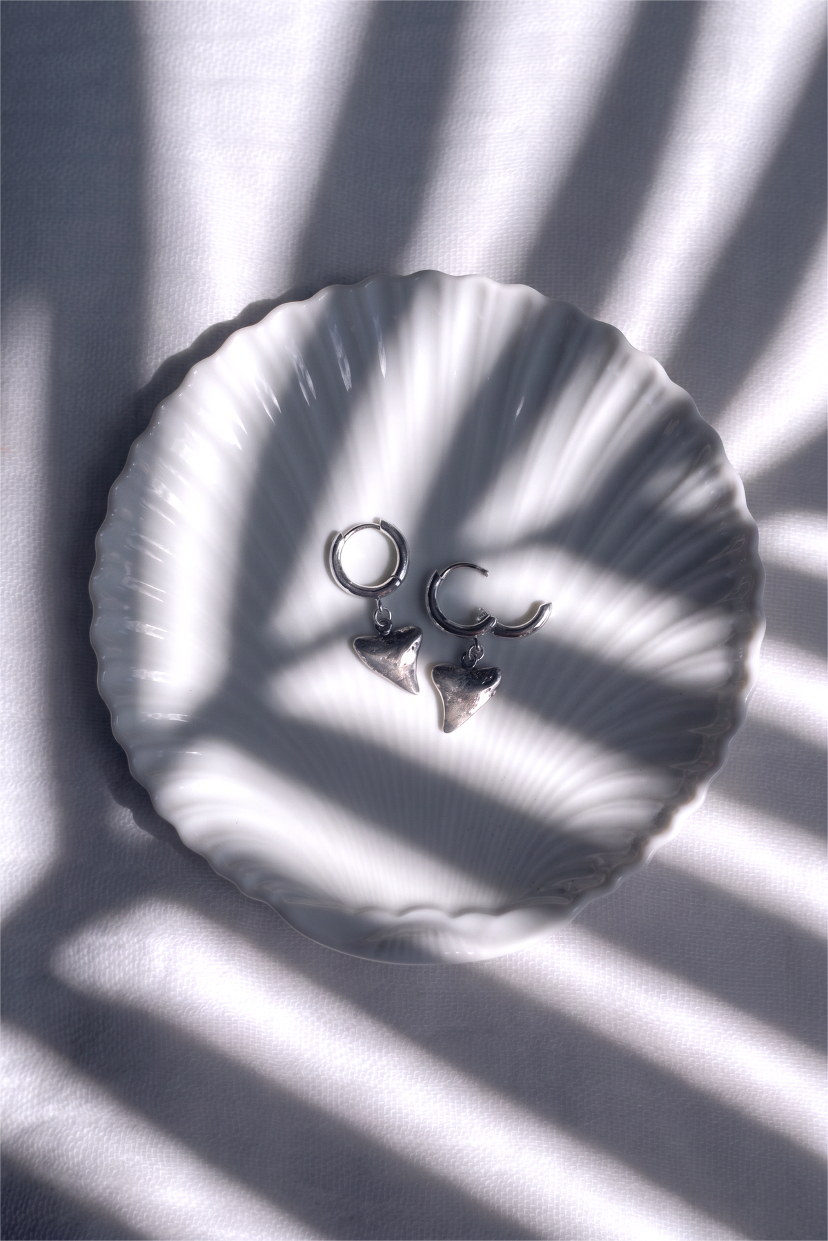 Silver Shark Tooth Hoop Earrings - Nahu