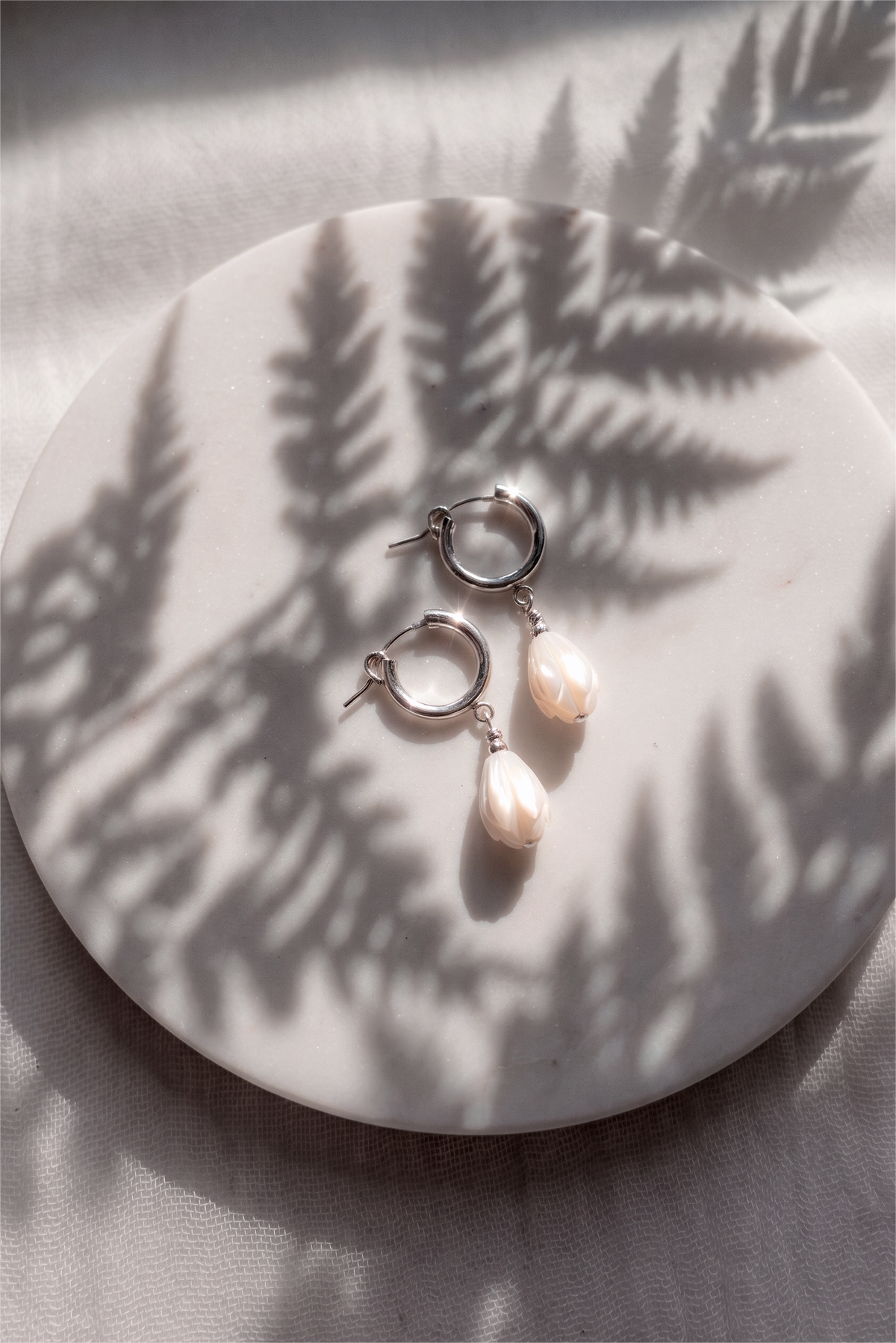 Sterling Silver Latch Pikake Hoop Earrings - Healani