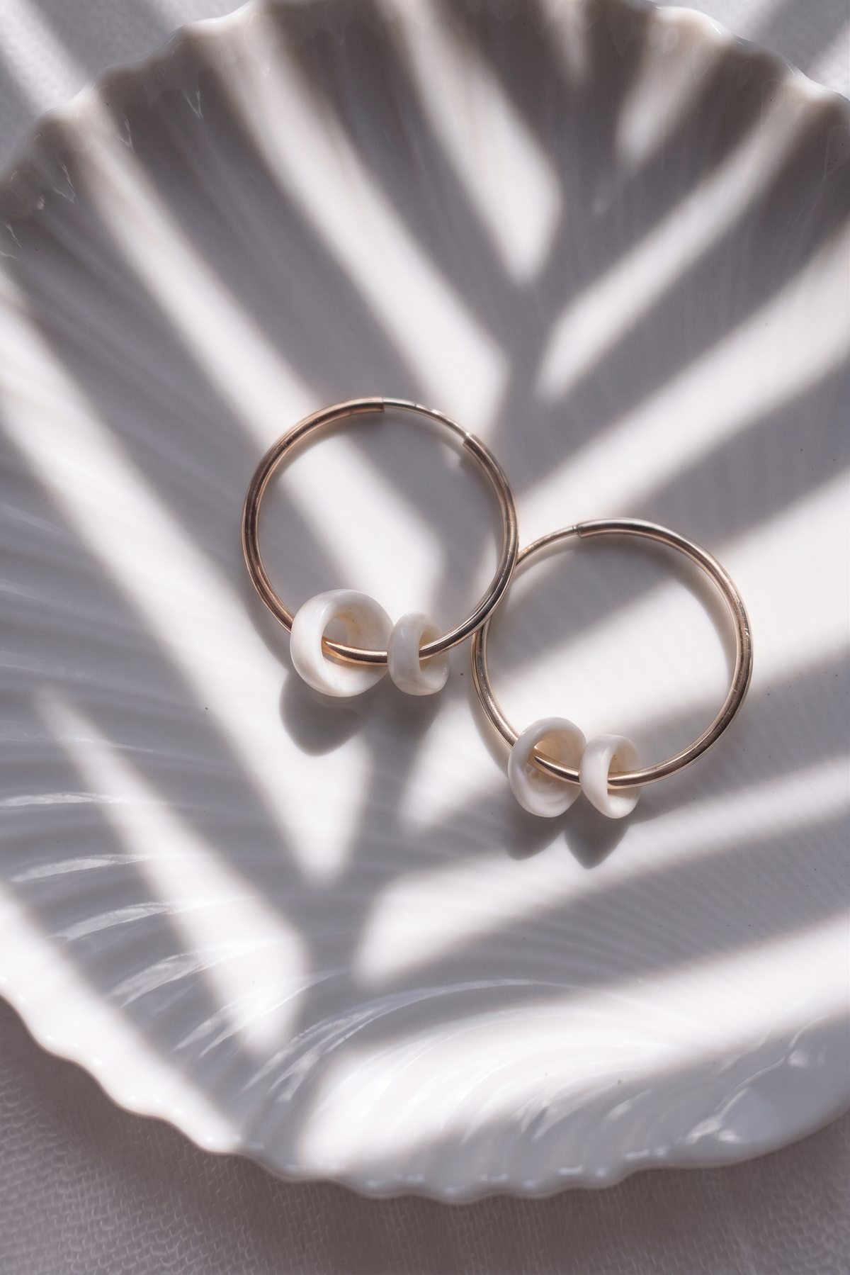 Gold Puka Shell Endless Hoop Earrings - Kailani