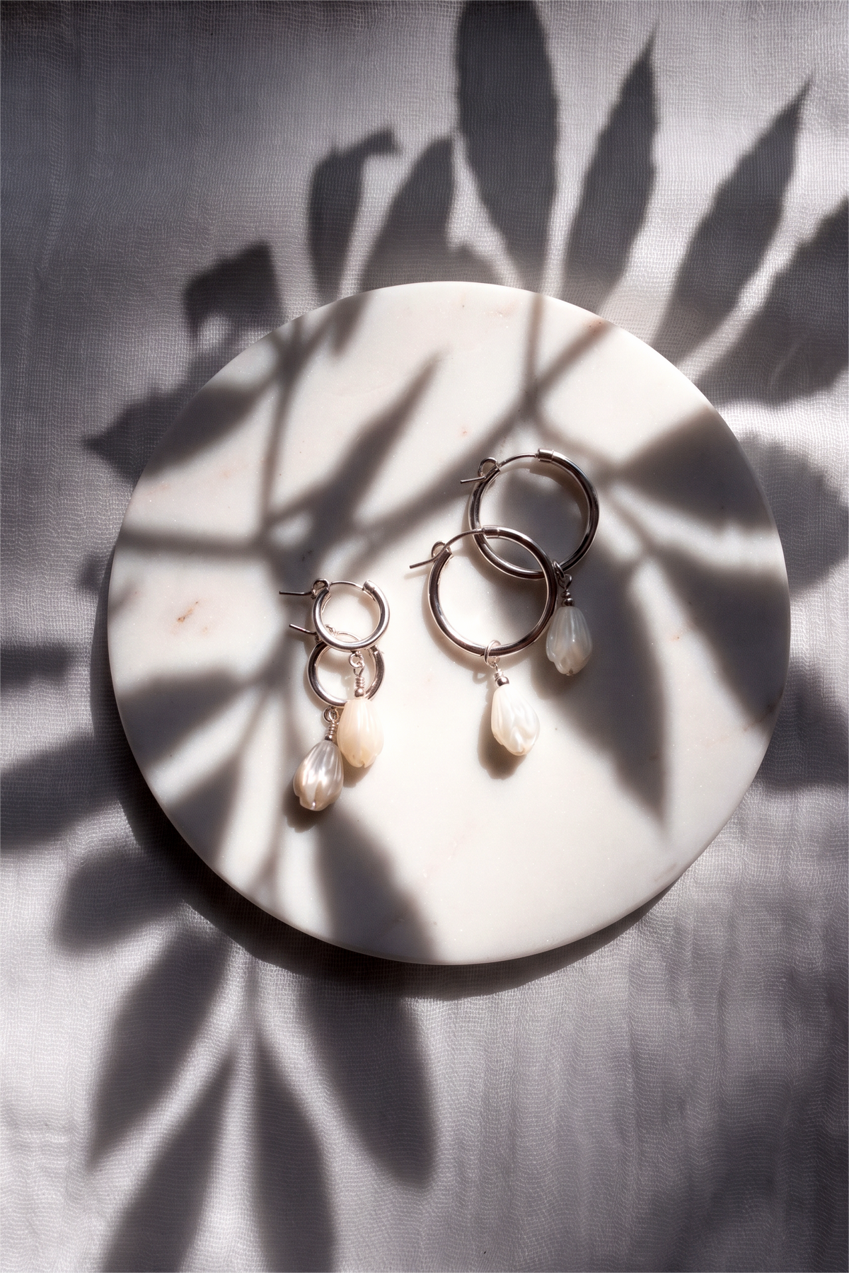 Sterling Silver Latch Pikake Hoop Earrings - Healani