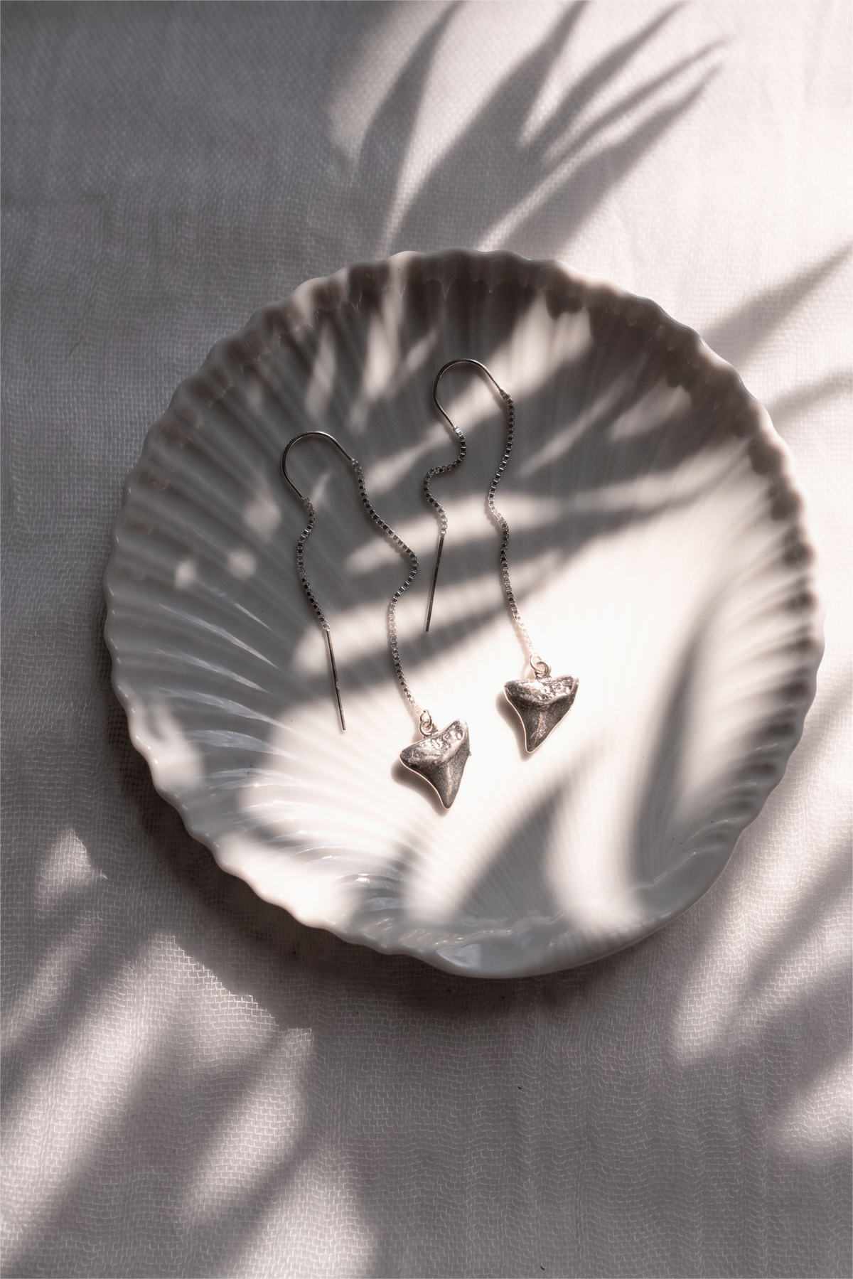 Petite Silver Shark Tooth Threader Earrings - Mano Petite