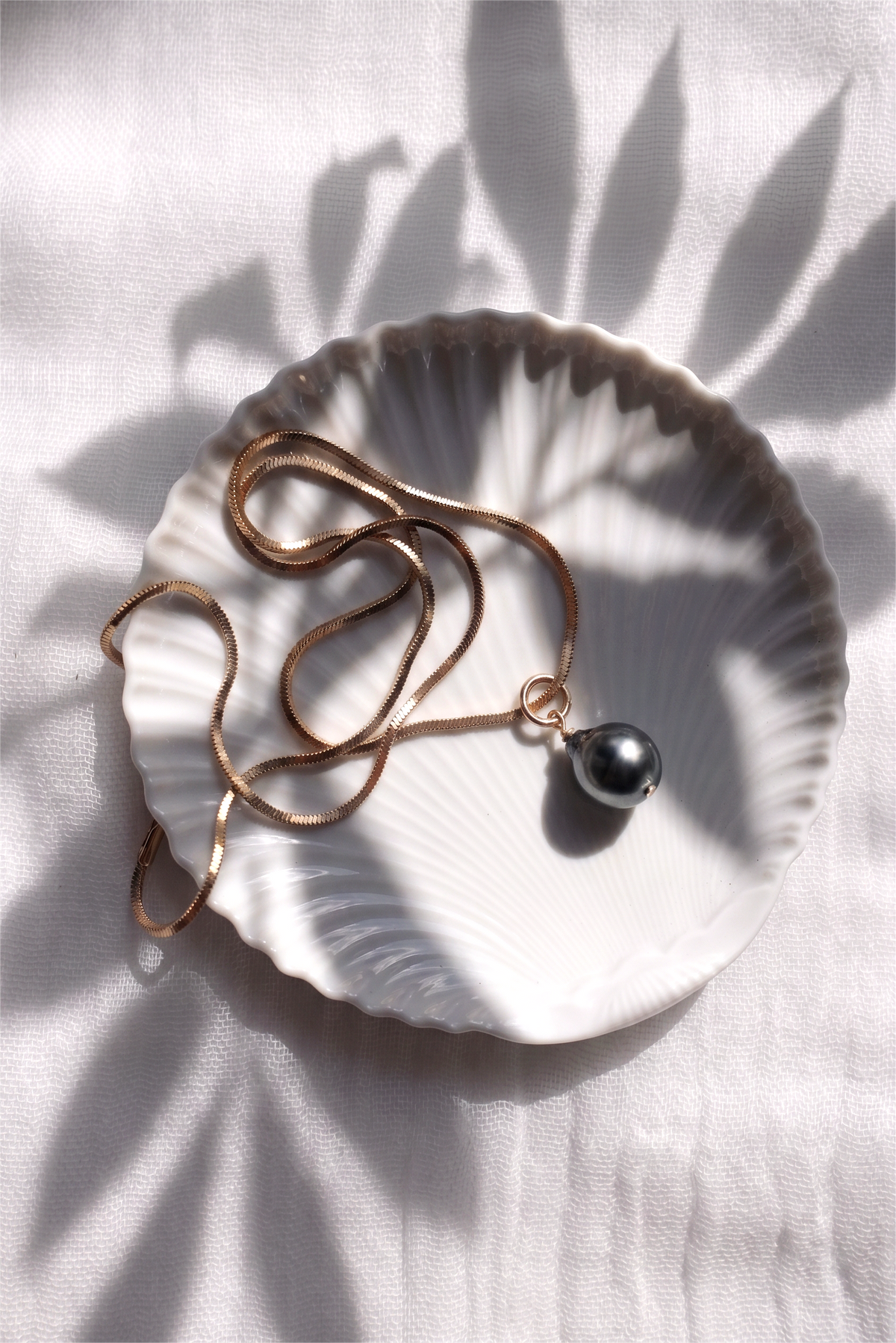 Tahitian Pearl Necklace | Single Pearl on 18kt Gold-Filled Snake Chain - Kai