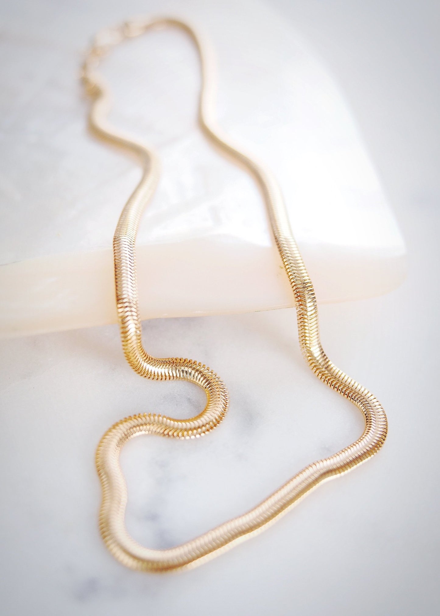 18kt Gold Filled Thick Flat Snake Chain Necklace - Nui