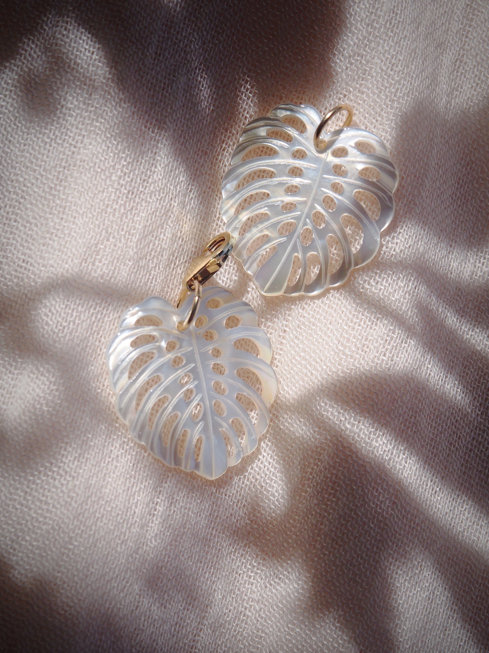Mother of Pearl Shell Monstera Charm