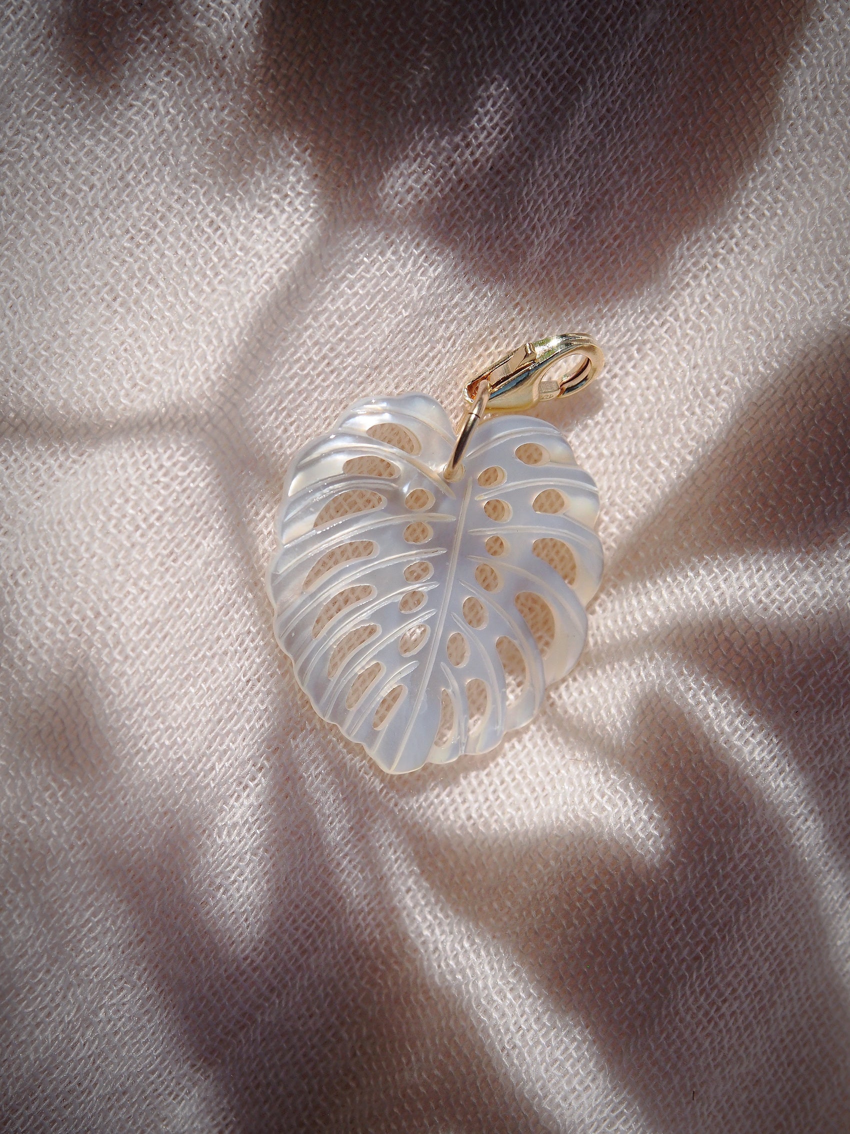 Mother of Pearl Shell Monstera Charm